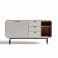 Wooden sideboard with three drawers and open shelf in gray finish 120 x 40 x 75cm