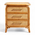 Rattan bedside table with three drawers and natural finish 45 x 40 x 60cm