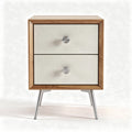Wooden nightstand with two drawers and metal legs 40 x 40 x 50cm