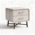 Wooden nightstand with two drawers and black metal legs 55 x 45 x 50cm
