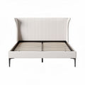 Upholstered platform bed frame with headboard in light gray fabric 210 x 160 x 100cm