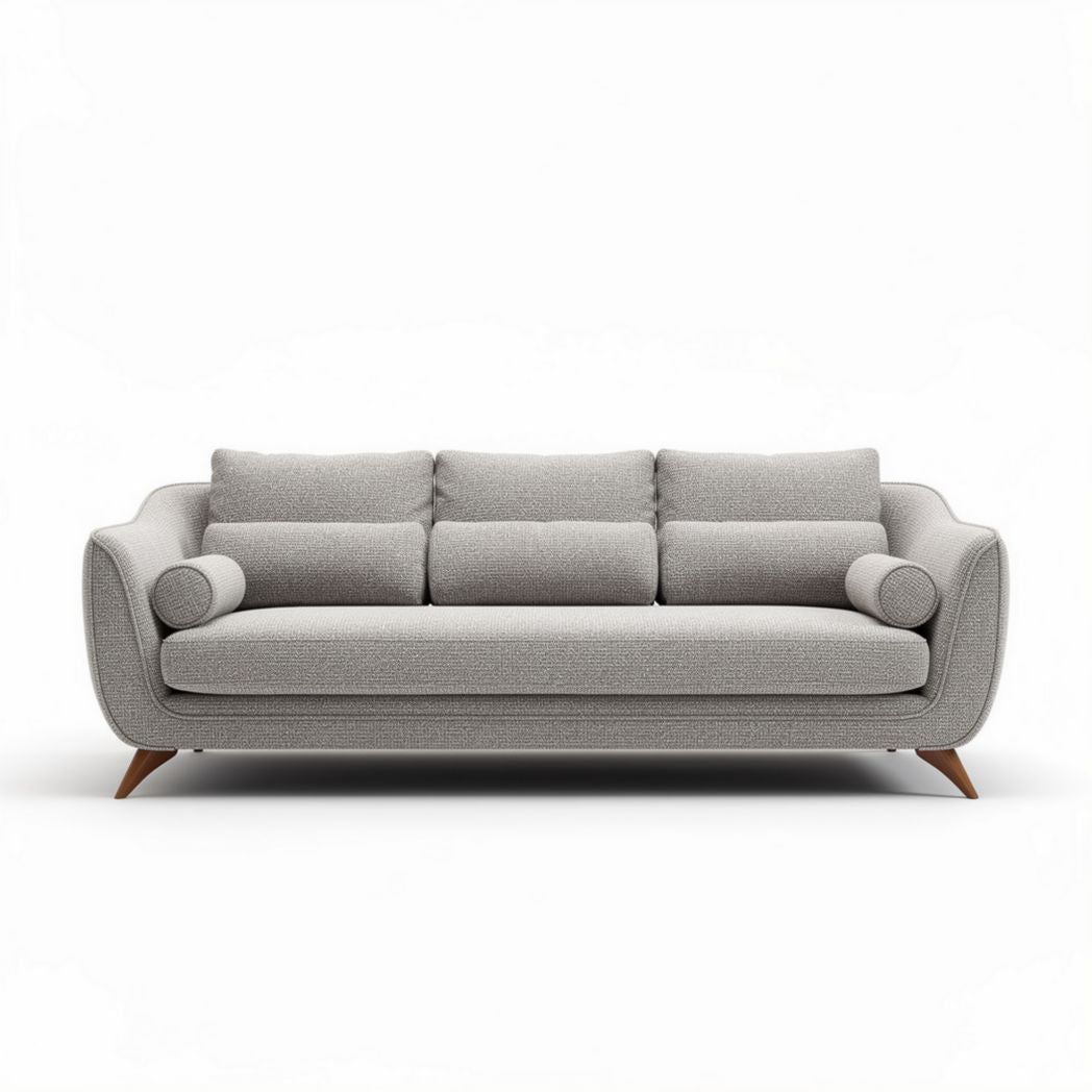 Modern gray fabric sofa with wooden legs 200 x 85 x 90cm for living room