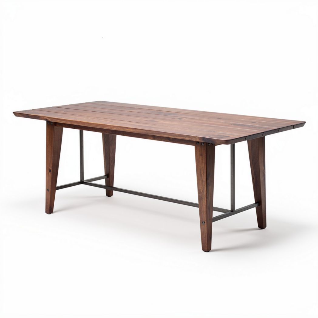 Rustic wooden dining table with metal legs 200 x 90 x 75cm