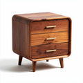 Wooden nightstand with three drawers and rounded edges 35 x 35 x 45cm
