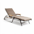 Outdoor reclining lounge chair with aluminum frame and fabric cushion in beige 180 x 60 x 30cm
