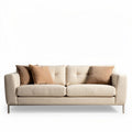 Textured beige fabric sofa with four cushions for living room use 210 x 90 x 85cm