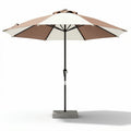 Brown and white patio umbrella with steel frame and concrete base 200 x 200 x 250cm