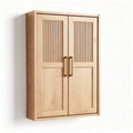 Wooden storage cabinet with double doors and ribbed design 80 x 40 x 120cm