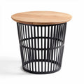 Wooden top metal base side table with a modern design 40 x 40 x 45cm